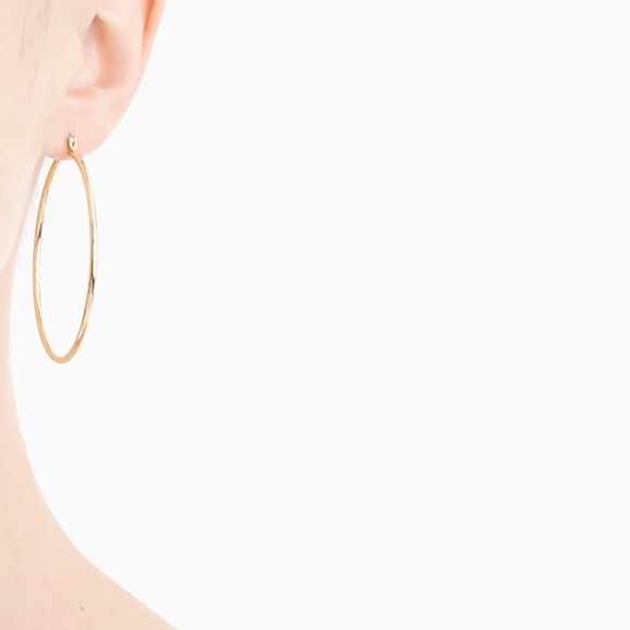 NWT J.Crew Antique Gold Hoop 2” Earrings - Picture 3 of 3
